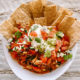 Vegetarian Jackfruit nachos in a bowl