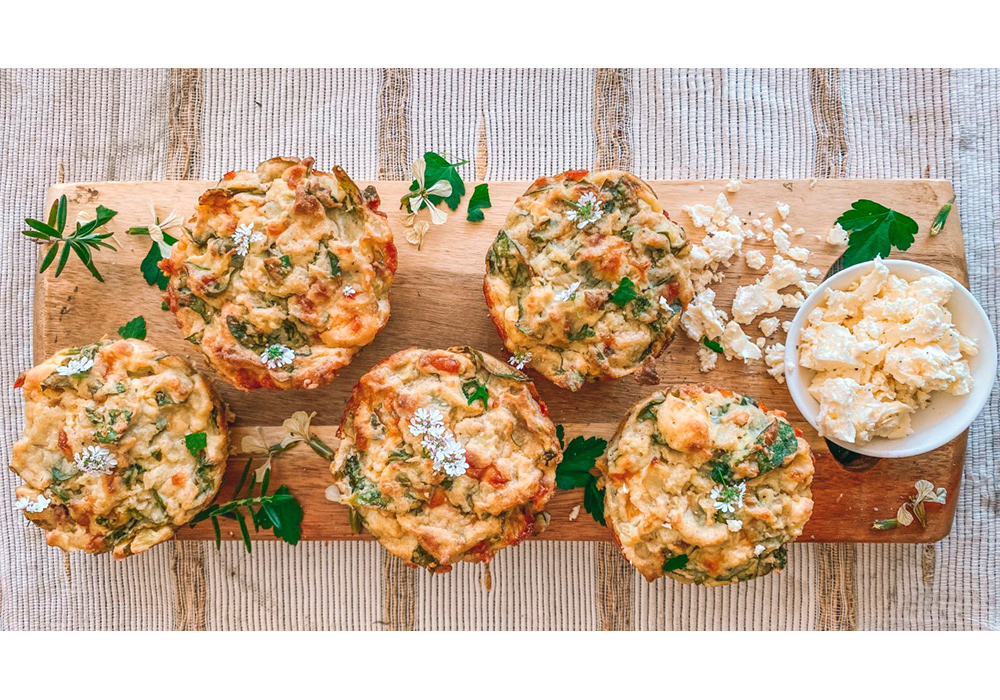 savory cheese spinach potato muffins