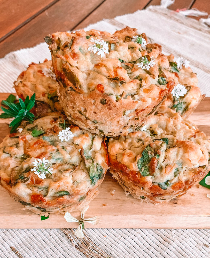 savory cheese spinach potato muffins