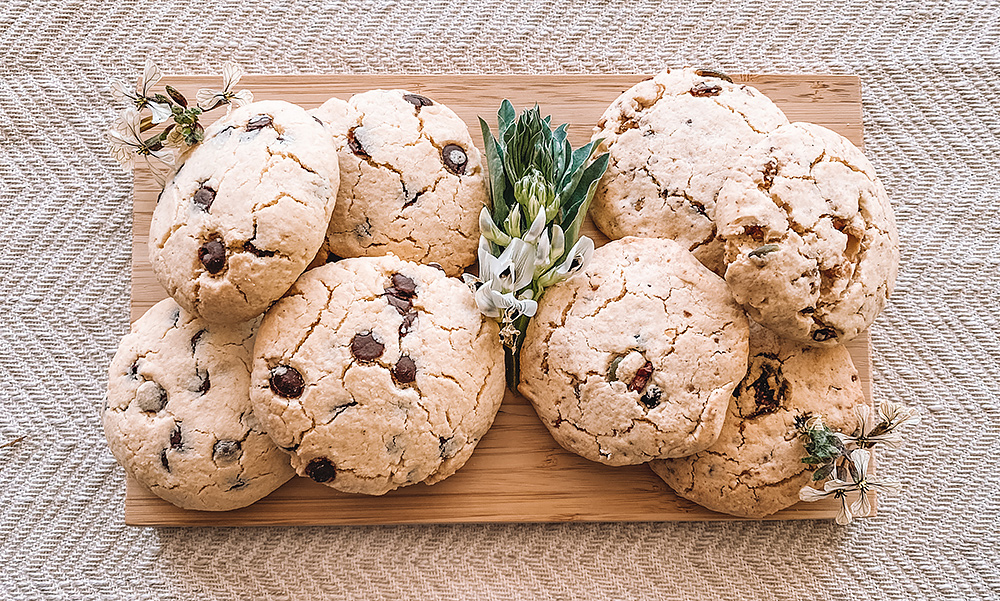 gluten free chocolate chip cookies on serving board